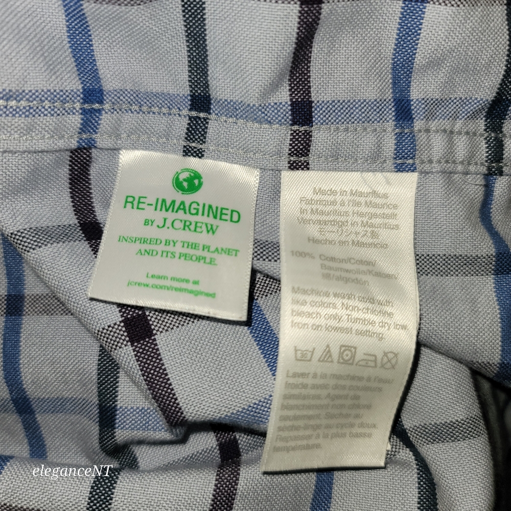 JCrew Blue Men's Blue Plaid Flex Oxford Shirt Sz: Small Slim - Picture 12 of 12
